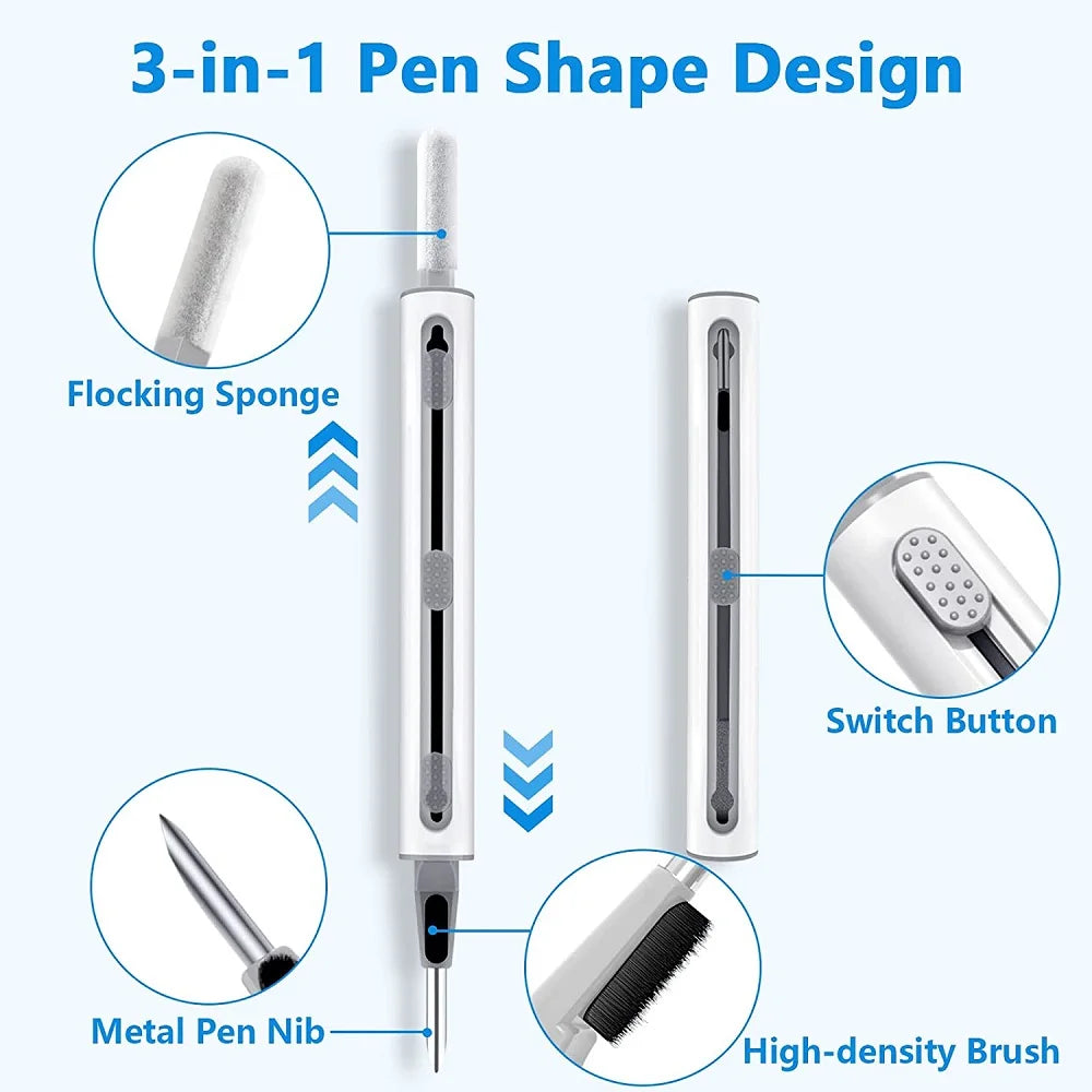 3 in 1 Sliding Cleaning Pen for Earphones Brush for Airpods 3 Pro Series Case Headsets Cleaners Earbuds Cleaning Tools
