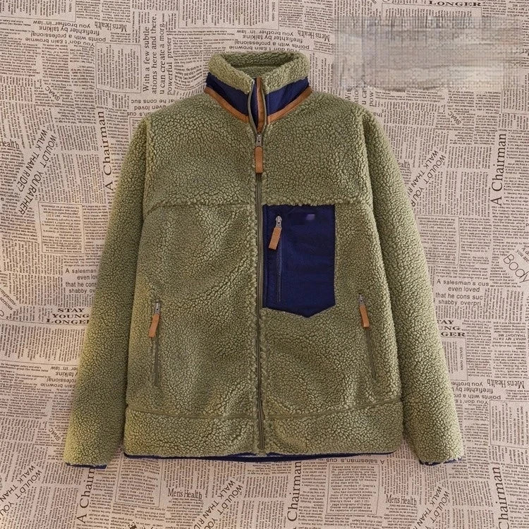 Motorcycle Outdoor Fleece Jacket For Men/Women Double Sided Fleece Thickened Plush Rider Cycling Suit Lamb Wool Windproof Jacket