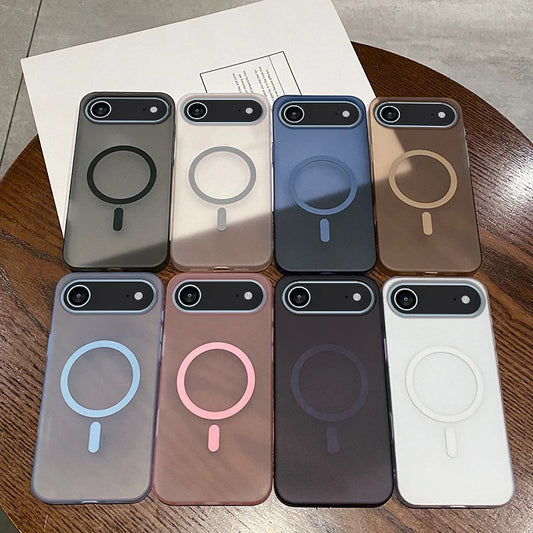 Slim Matte Clear PC Translucent Magnetic For Magsafe Cases For iPhone 17 Air 16 E 15 14 13 12 11 Pro XS Max X XR 7 8 Plus Cover