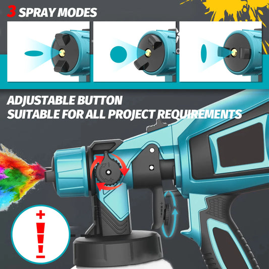 2 Battery Cordless Paint-Sprayer-Spray Gun Airless Home/Outdoor Wall Fence For Makita 18V HVLP 1000ML