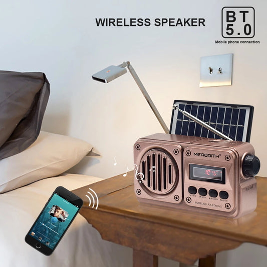MD-499 Wireless Bluetooth Speaker MP3 Playback FM Radio Solar Charging Emergency power outage Radio Full Band High Sensitivity