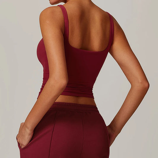 Hearuisavy Women's Sports Bra Square Neck Tight Yoga Tank Top Gym Running Breathable Casual Vest Female Comfort Fit Workout Top