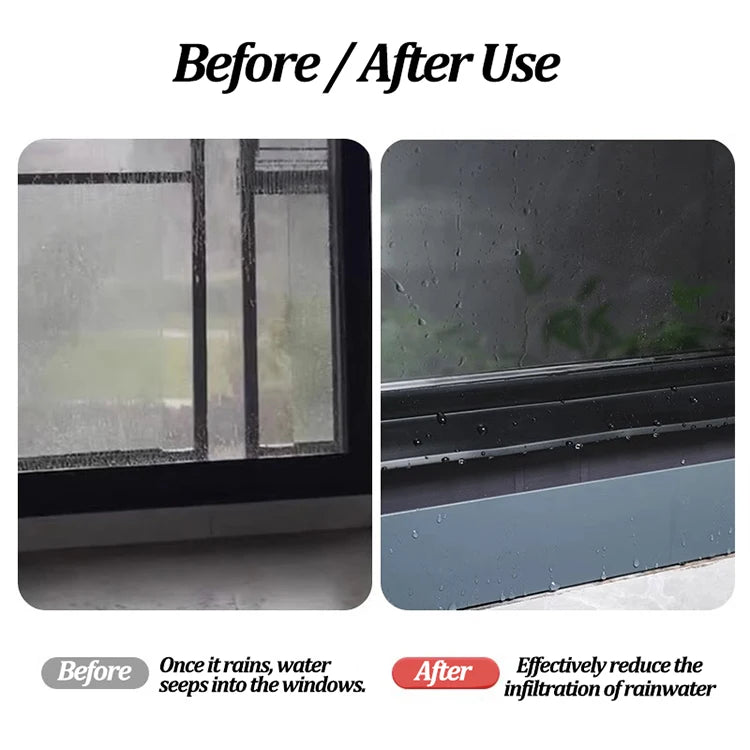 1m Home Window Water Blocking Bar Sliding Window Rain Weatherstrip Balcony Insulation Windproof Sealing Strip Flashing Board