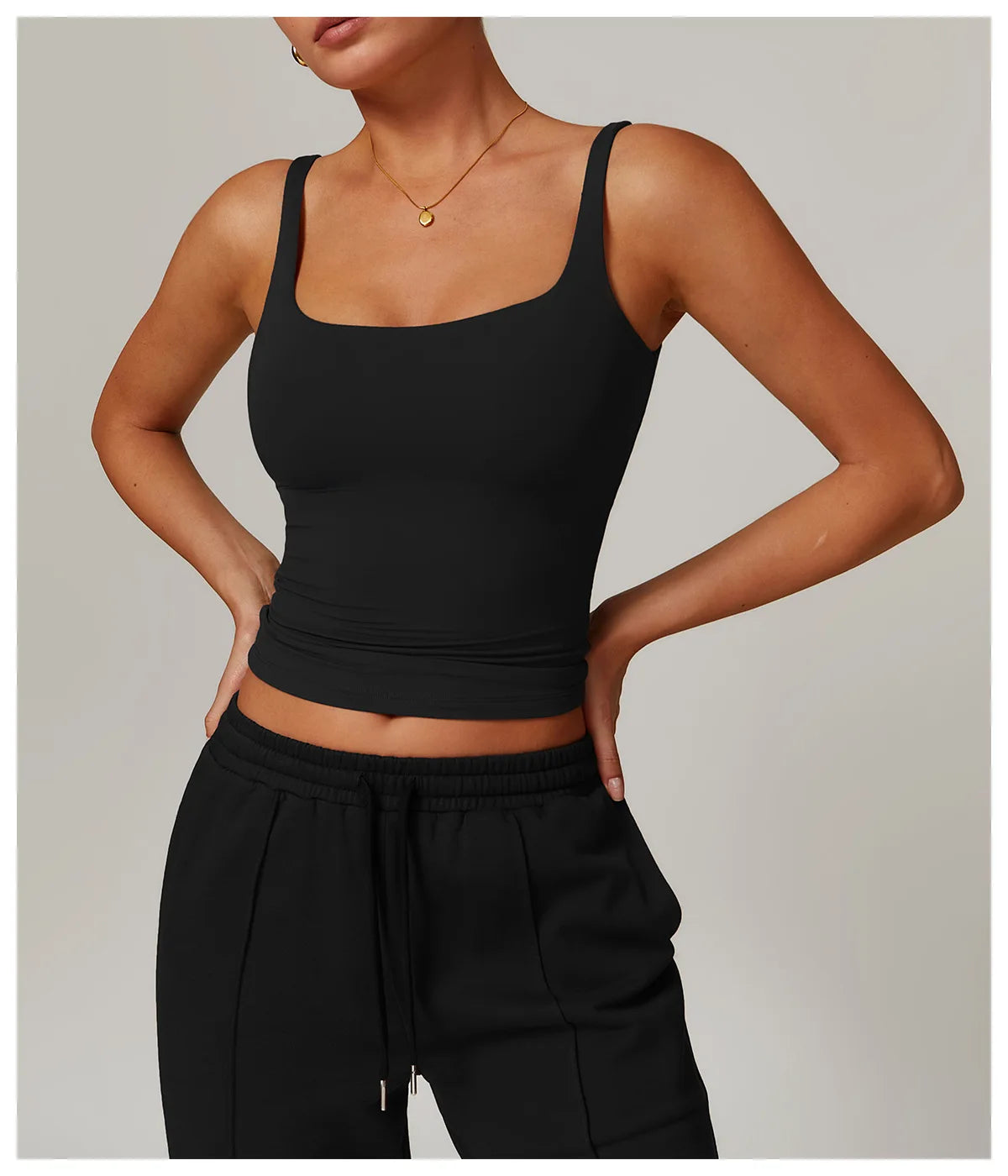 Hearuisavy Women's Sports Bra Square Neck Tight Yoga Tank Top Gym Running Breathable Casual Vest Female Comfort Fit Workout Top