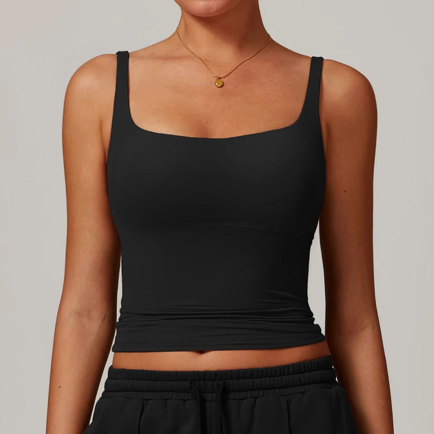 Hearuisavy Women's Sports Bra Square Neck Tight Yoga Tank Top Gym Running Breathable Casual Vest Female Comfort Fit Workout Top