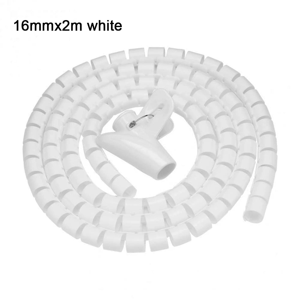 1.5/2m 10/16 mm Flexible Spiral Cable Organizer Storage Pipe Cord Protector Management Cable Winder Desk Tidy Cable Accessories