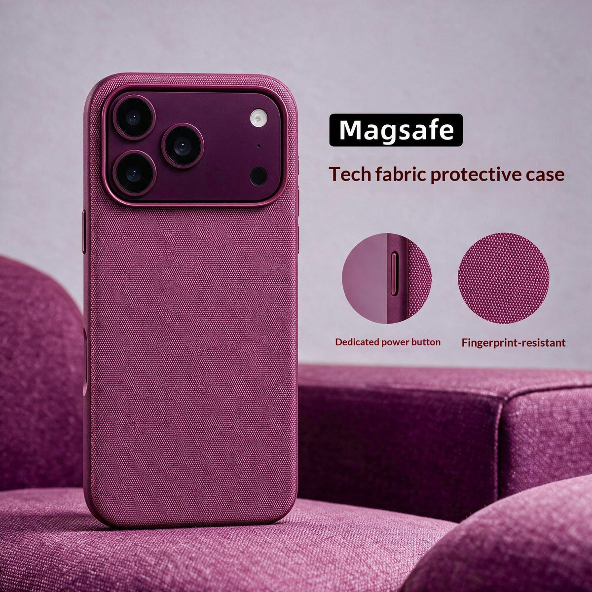 Slim Magnetic Fabric Phone Case – Shockproof Minimalist Cover for iPhone