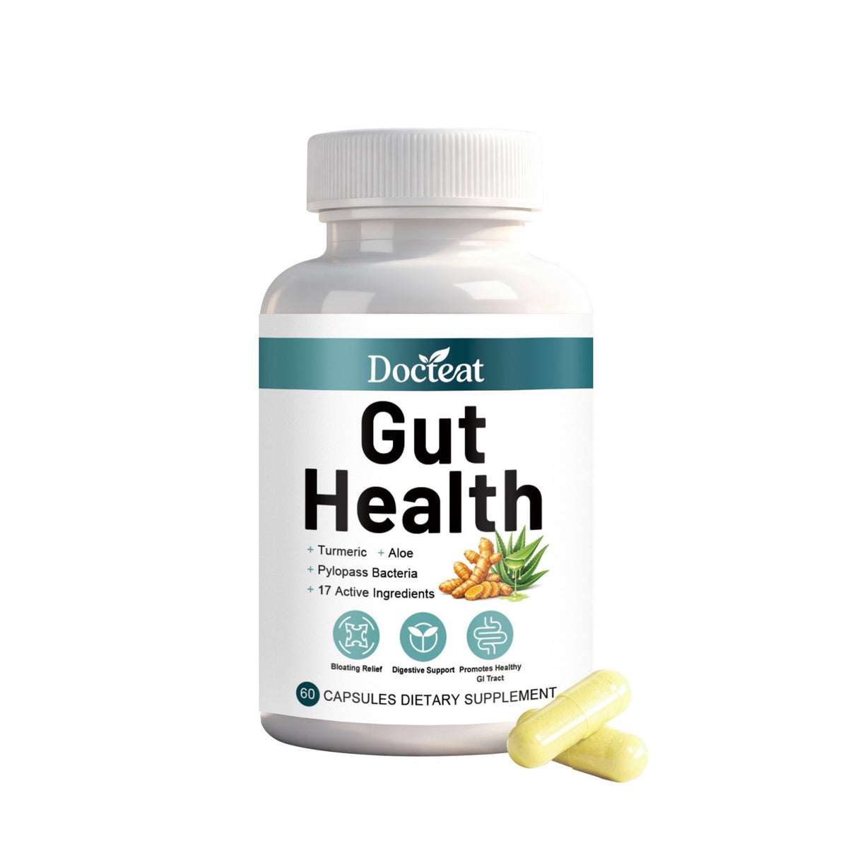Probiotic Gut Health Capsules – Zinc, Turmeric & Digestive Support, 60 Capsules