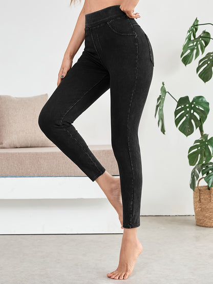 Women’s High Waist Stretch Denim Leggings – Ultra Soft & Real Denim Finish