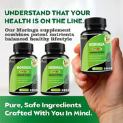 Pure Moringa Capsules – High Potency 60 Caps with Vitamins & Amino Acids