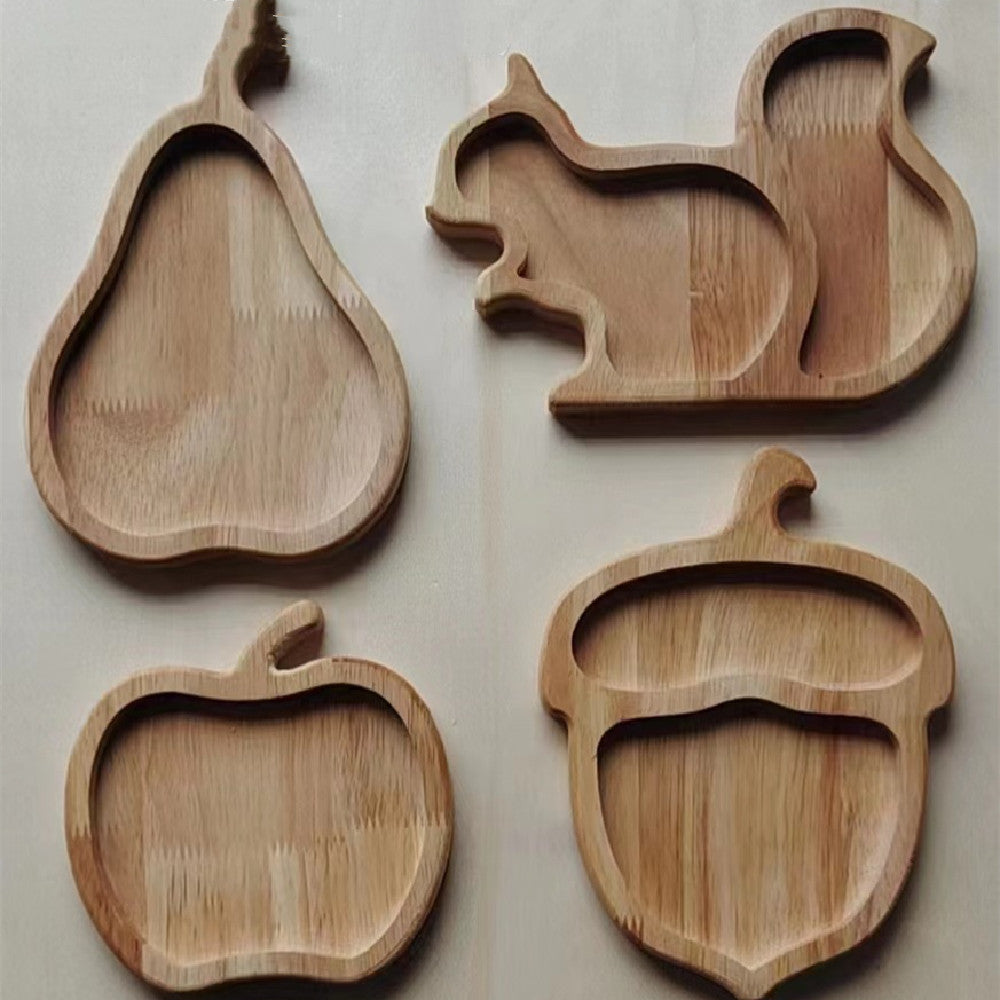 Wooden Snack Tray Set – Fruit & Animal Shaped Serving Trays
