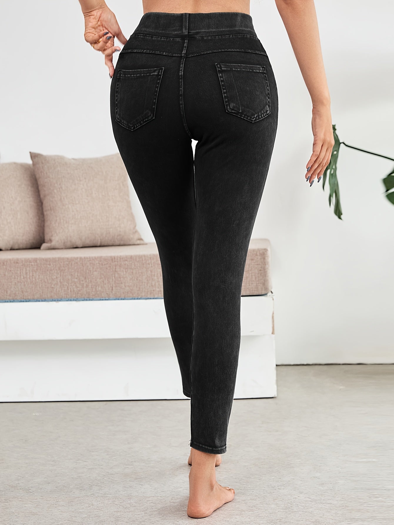 Women’s High Waist Stretch Denim Leggings – Ultra Soft & Real Denim Finish