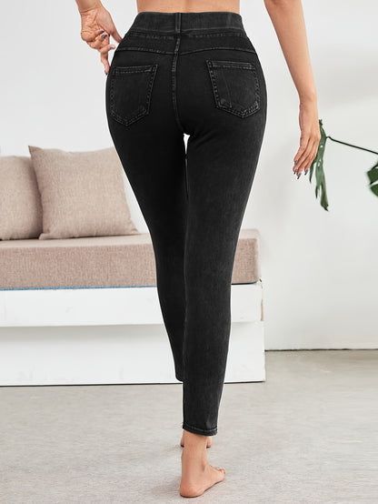 Women’s High Waist Stretch Denim Leggings – Ultra Soft & Real Denim Finish