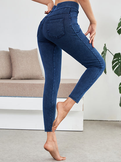 Women’s High Waist Stretch Denim Leggings – Ultra Soft & Real Denim Finish