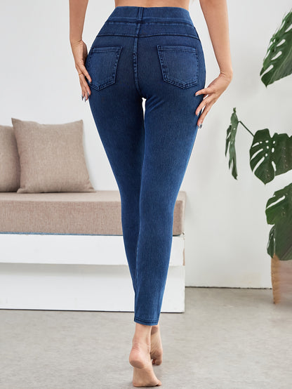 Women’s High Waist Stretch Denim Leggings – Ultra Soft & Real Denim Finish