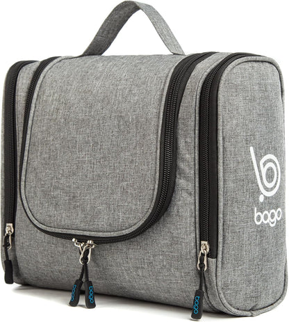Travel Hanging Toiletry Wash Bag Makeup Cosmetic Organizer - Large Waterproof Hanging Toiletry Bags for Women and Men - Travel Essentials Accessories Hanging Wash Bag (Snowgray)