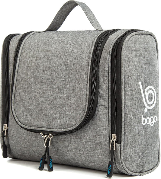 Travel Hanging Toiletry Wash Bag Makeup Cosmetic Organizer - Large Waterproof Hanging Toiletry Bags for Women and Men - Travel Essentials Accessories Hanging Wash Bag (Snowgray)