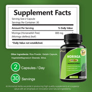 Pure Moringa Capsules – High Potency 60 Caps with Vitamins & Amino Acids