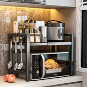 Extendable 2-Tier Microwave Rack – Adjustable Kitchen Countertop Organizer