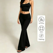 New Sexy Lace High Waisted Leggings for Girls, Flared Pants, Daily Casual Elastic Breathable Pants, Women's Clothing for Travel