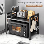 Extendable 2-Tier Microwave Rack – Adjustable Kitchen Countertop Organizer