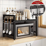 Extendable 2-Tier Microwave Rack – Adjustable Kitchen Countertop Organizer