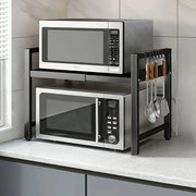 Extendable 2-Tier Microwave Rack – Adjustable Kitchen Countertop Organizer