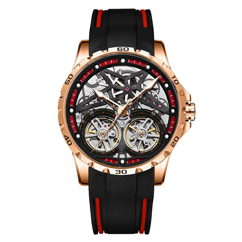 AILANG Men's Sports Automatic Tourbillon Skeleton Watch – Silicone Strap