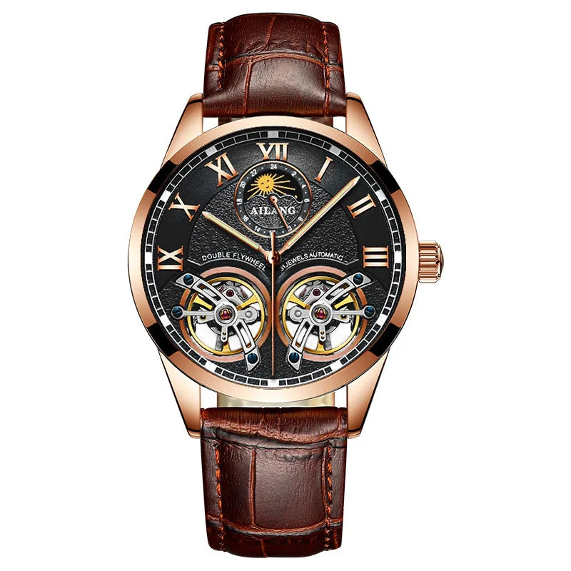 AILANG Men's Automatic Tourbillon Skeleton Watch – Leather Strap