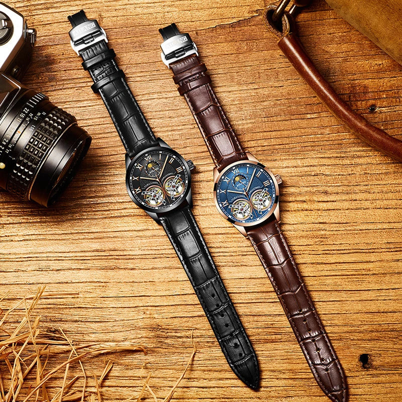 AILANG Men's Automatic Tourbillon Skeleton Watch – Leather Strap