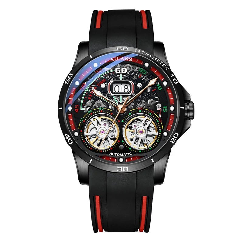 AILANG Men's Automatic Mechanical Watch – Hollow Luminous Dial, Calendar