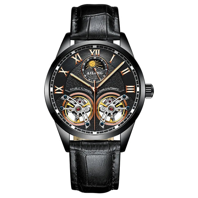AILANG Men's Automatic Tourbillon Skeleton Watch – Leather Strap