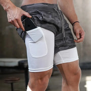 Men's Camo 2-in-1 Running Shorts – Quick-Dry Gym & Training Shorts