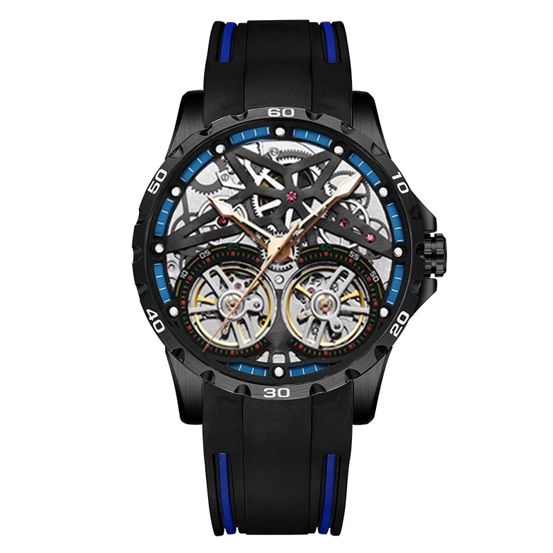 AILANG Men's Sports Automatic Tourbillon Skeleton Watch – Silicone Strap