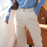 Women's High-Waist Harem Trousers – Wool-Blend Pencil Pants