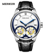 Merkur Men's Genuine Double Tourbillon Watch – Manual, Luxury Formal