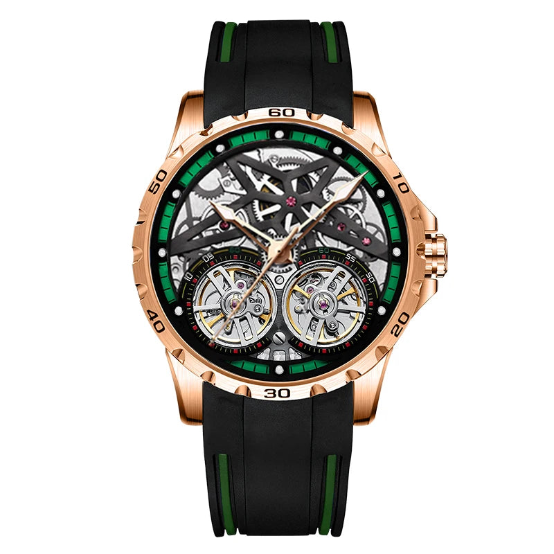 AILANG Men's Sports Automatic Tourbillon Skeleton Watch – Silicone Strap