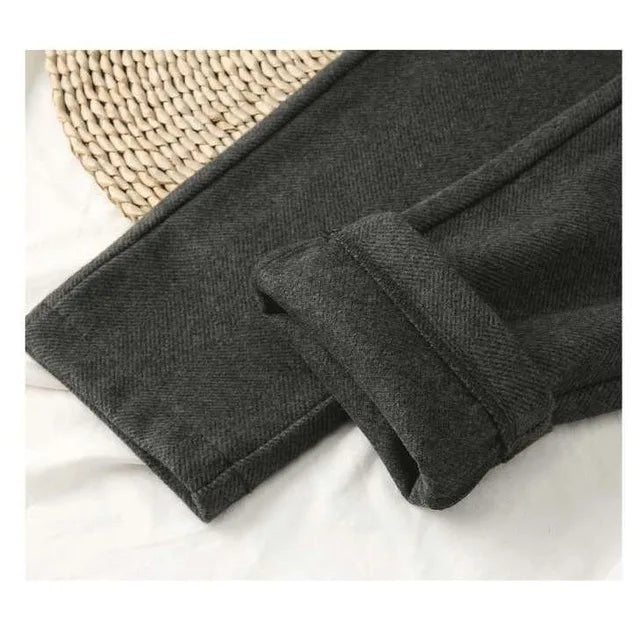 Women's High-Waist Harem Trousers – Wool-Blend Pencil Pants