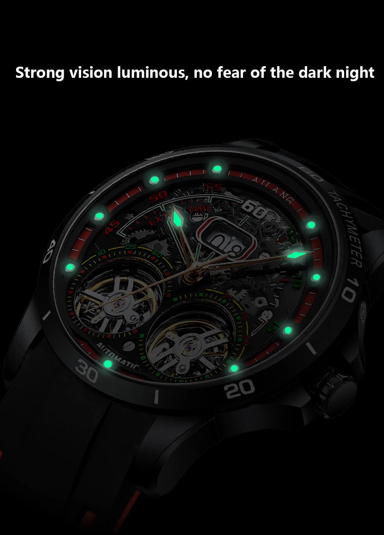 AILANG Men's Automatic Mechanical Watch – Hollow Luminous Dial, Calendar