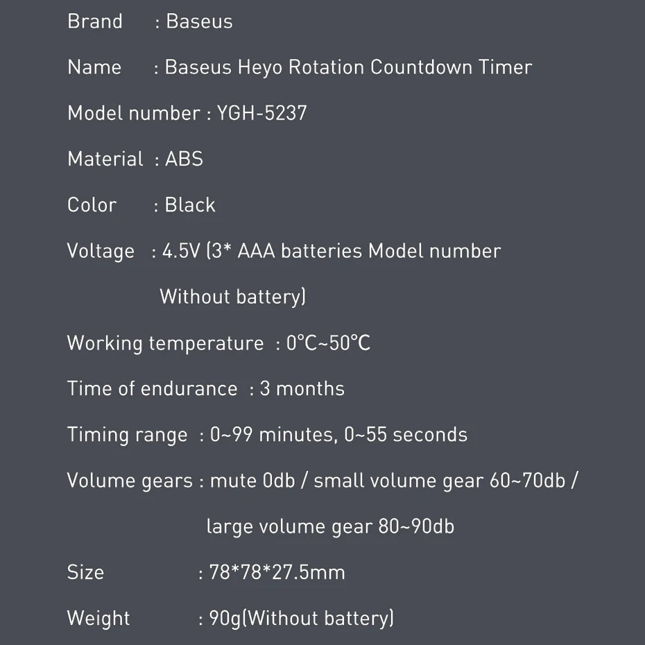 Baseus Magnetic Kitchen Timer Digital Timer Manual Countdown Alarm Clock Mechanical Cooking Timer Cooking Shower Study Stopwatch