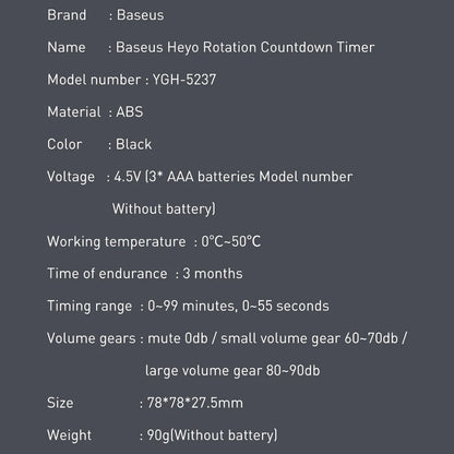 Baseus Magnetic Kitchen Timer Digital Timer Manual Countdown Alarm Clock Mechanical Cooking Timer Cooking Shower Study Stopwatch