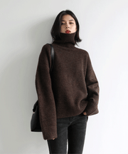 CHIC VEN Women's Loose Turtleneck Jumper – Warm Knitted Winter Sweater