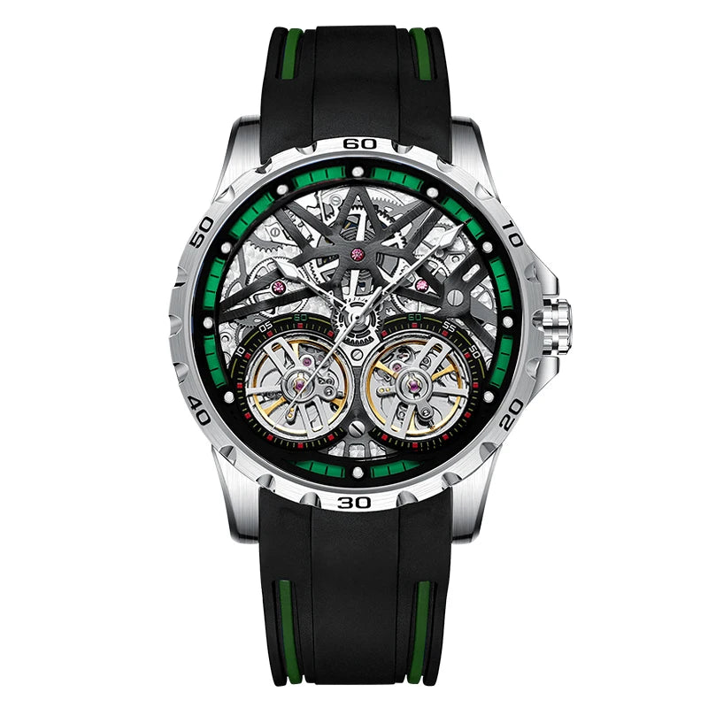 AILANG Men's Sports Automatic Tourbillon Skeleton Watch – Silicone Strap