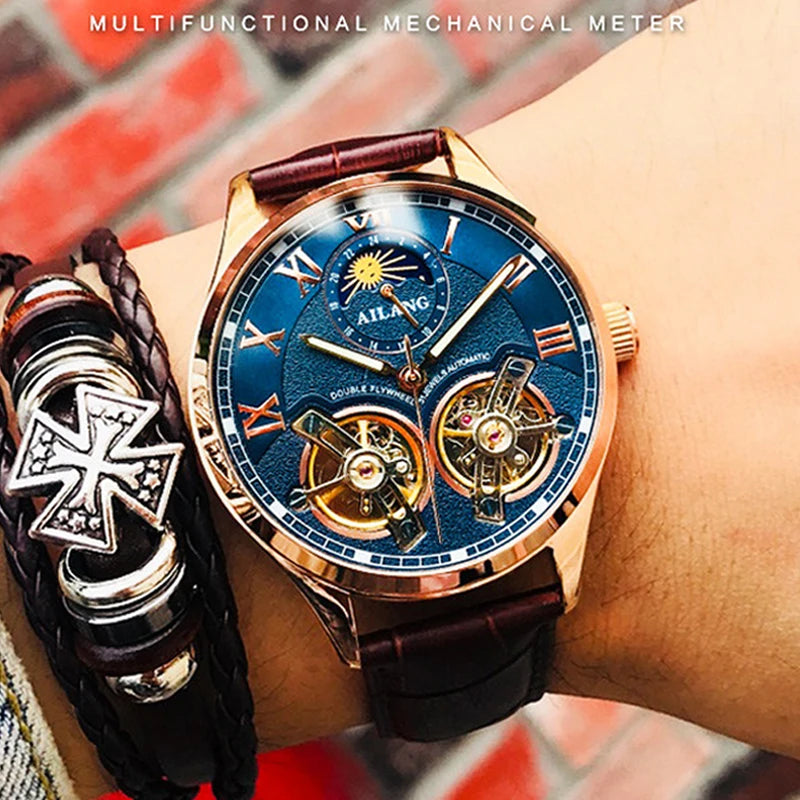 AILANG Men's Automatic Tourbillon Skeleton Watch – Leather Strap