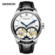 Merkur Men's Genuine Double Tourbillon Watch – Manual, Luxury Formal