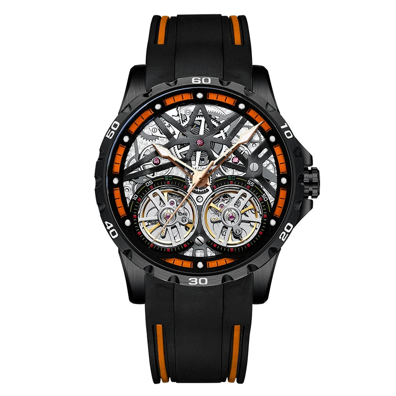 AILANG Men's Sports Automatic Tourbillon Skeleton Watch – Silicone Strap