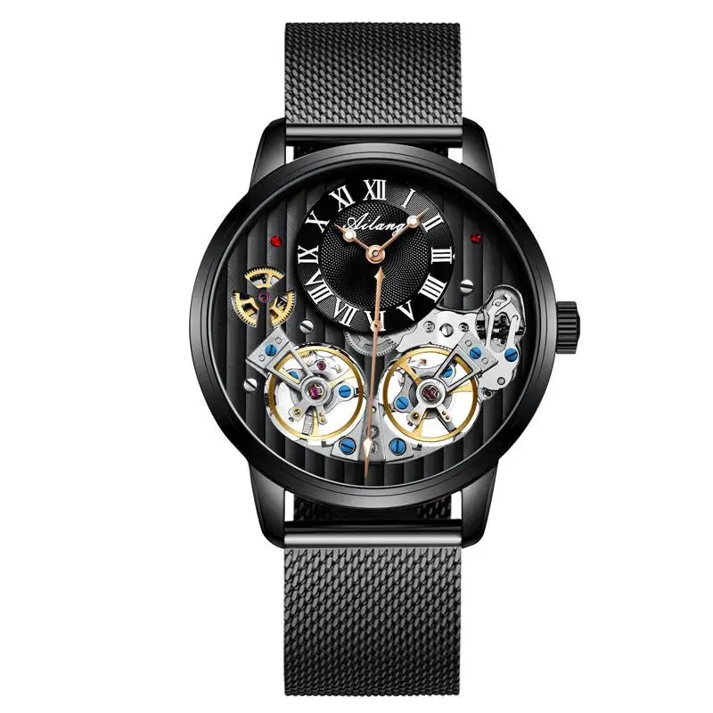 AILANG Men's Double Tourbillon Automatic Watch – Stainless Steel Strap