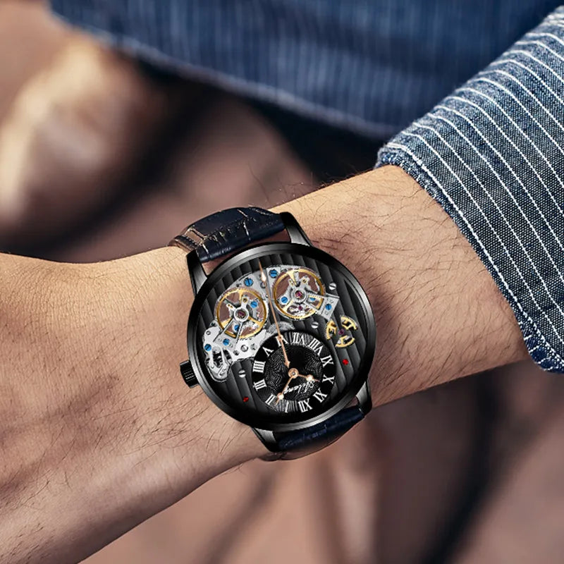 AILANG Men's Double Tourbillon Automatic Watch – Stainless Steel Strap