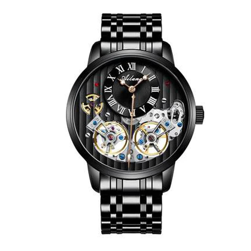 AILANG Men's Double Tourbillon Automatic Watch – Stainless Steel Strap