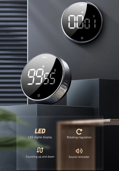 Baseus Magnetic Kitchen Timer Digital Timer Manual Countdown Alarm Clock Mechanical Cooking Timer Cooking Shower Study Stopwatch